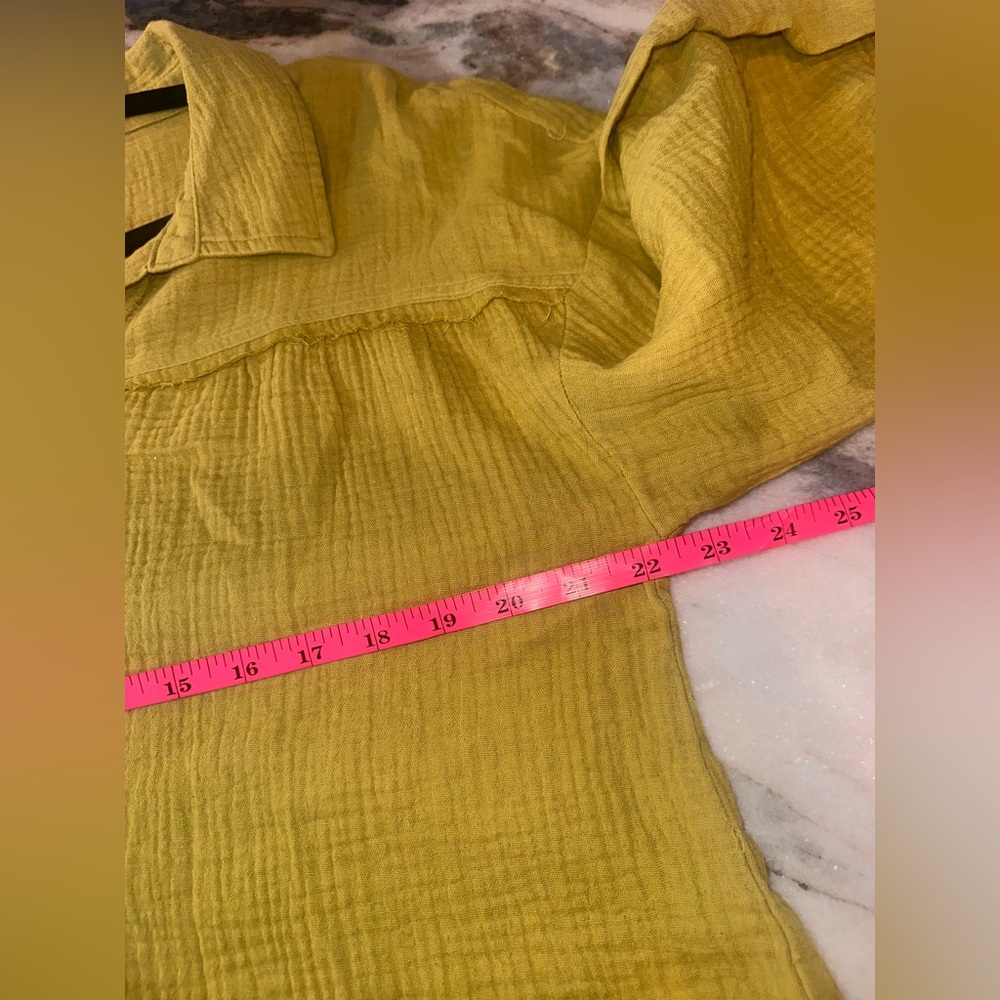 New In Size Large Chartreuse Textured Boutique Women's Flowy Boho Top - Picture 11 of 14